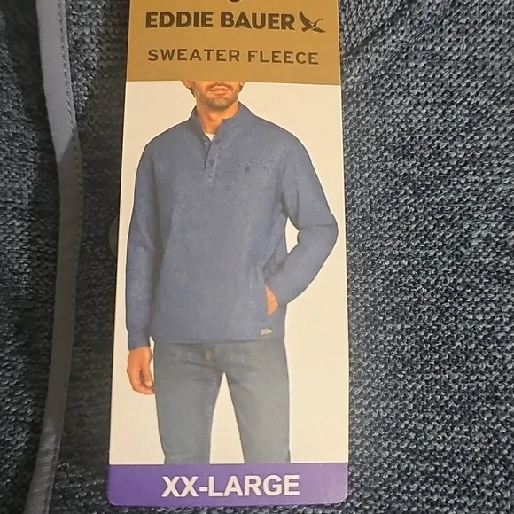Eddie Bauer Men's Sweater Fleece  H. Lt Harbor Blue - Picture 5 of 6